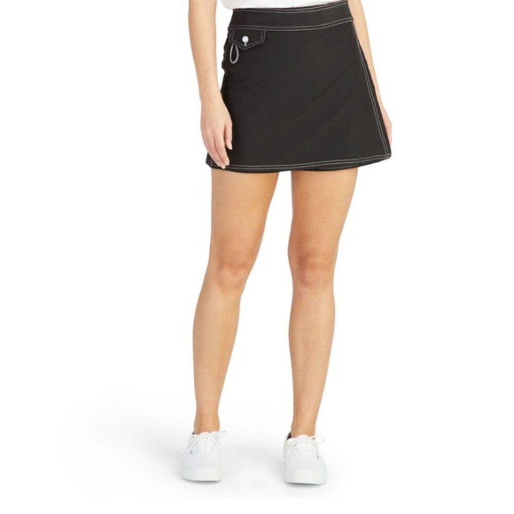 Birdwell Beach Britches Black Mini Skirt with White Stitching Medium